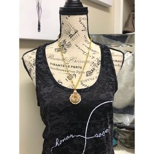 Gold with Orange Pendant Necklace